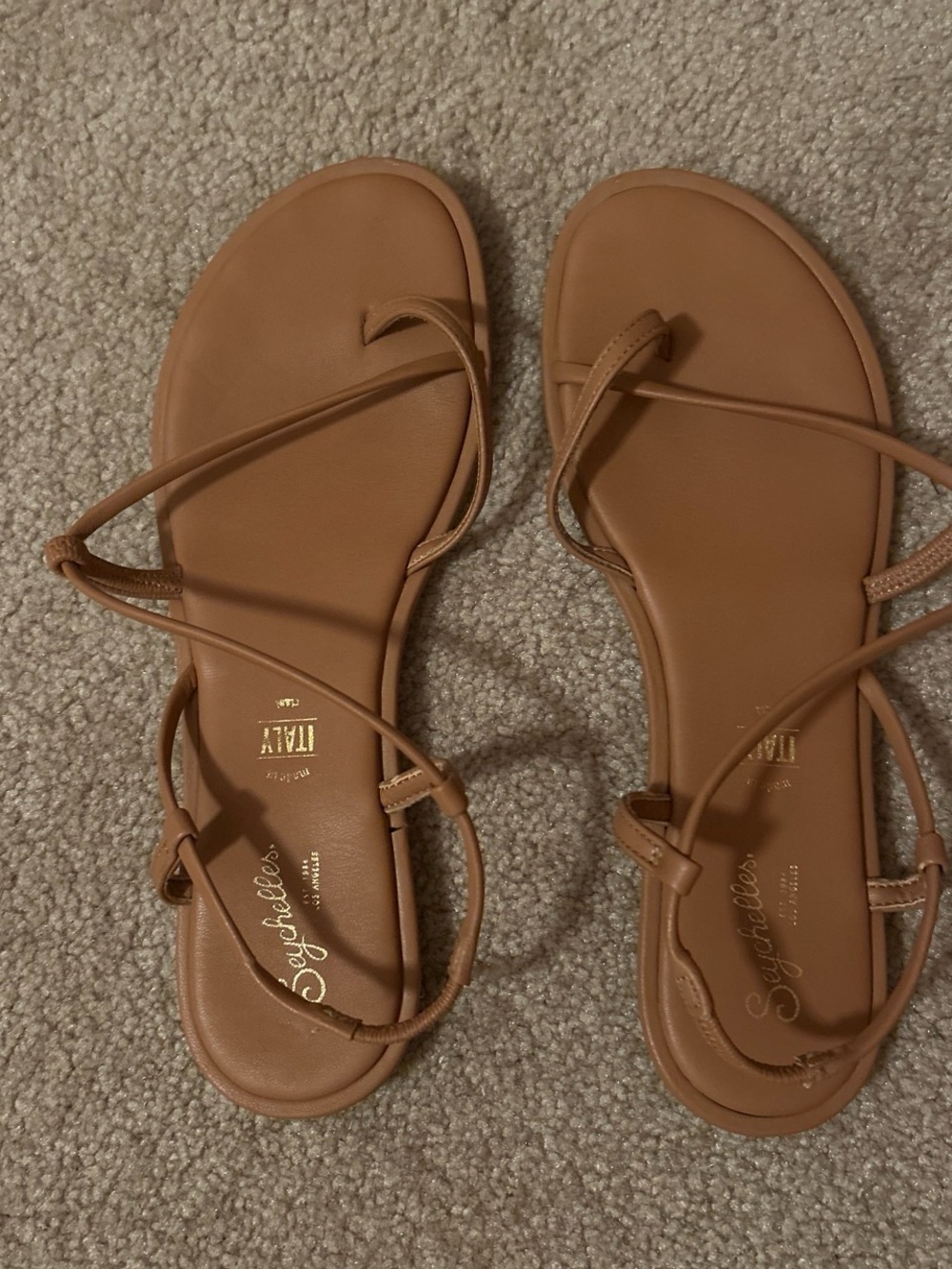 Seychelles Cognac Strappy Flat Sandals